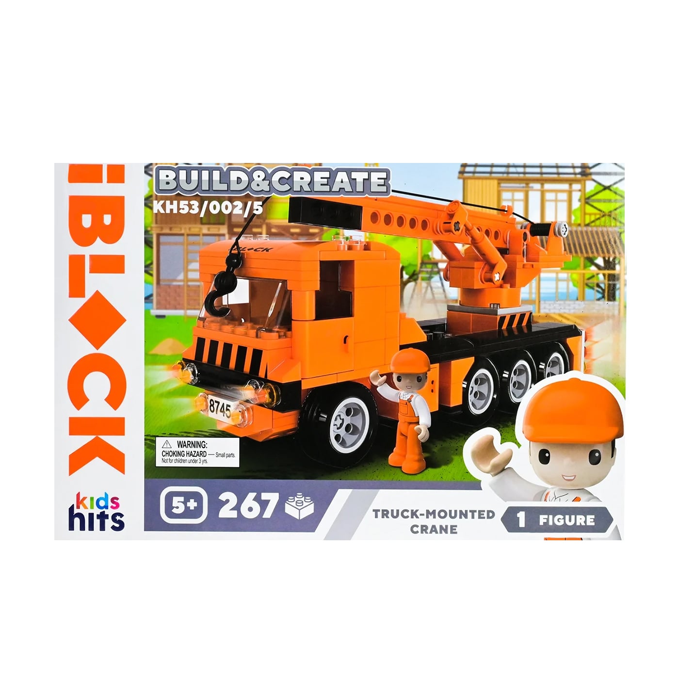 Іграшка-конструктор iBlock Build &amp; Create Підйомний кран, у коробці, від 5 років, 32*21*5.5 см, 267 деталей, 1 фігурка (KH53/002/5)
