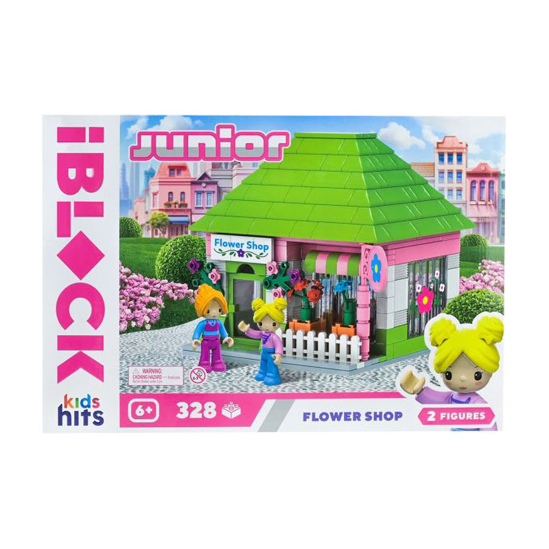 Іграшка-конструктор iBlock Junior Квітковий магазин, у коробці, від 6 років, 37.5*25.5*6 см, 328 деталей, 2 фігурки (KH08/013/11)